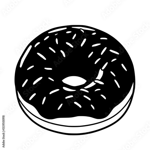 Delicious Chocolate Donut with Sprinkles Illustration                                               