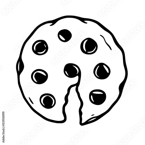 Delicious Chocolate Chip Cookie Illustration  Yummy Treat Graphic Design                            