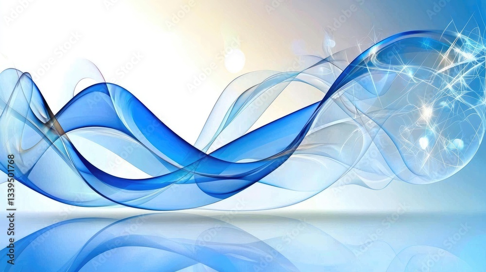 Naklejka premium A mesmerizing blue and white wavy background with soft, swirling gradients.