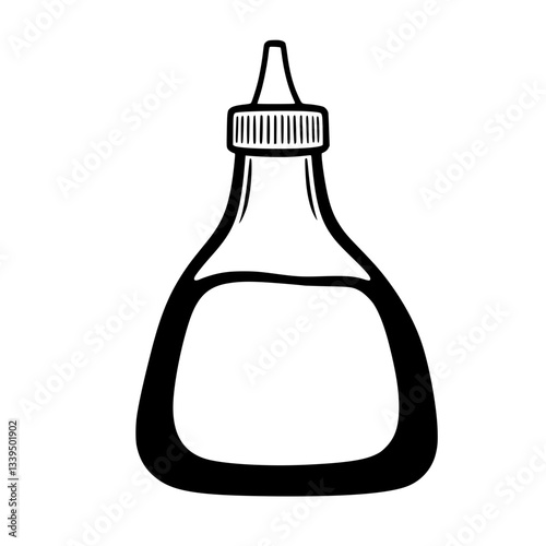 Classic Sauce Bottle Design Illustration  Black and White Graphic                                   