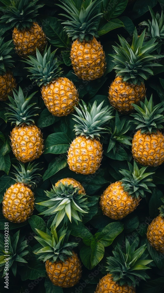 Tropical Freshness Awaits An Aerial View of Pineapple Paradise Amidst Lush Green Leaves Capturing the Essence of Summer and Healthy Eating Tropical Freshness Awaits An Aerial View of Pineapple Paradise Amidst Lush Green Leaves Capturing the Essence of Summer and Healthy Eating