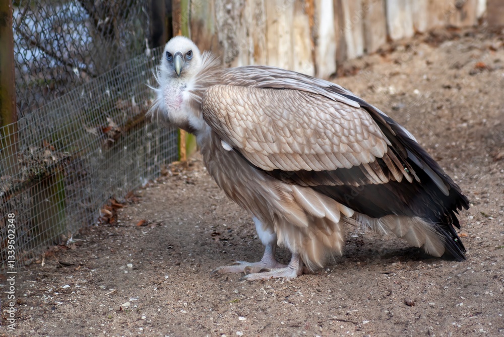 Fototapeta premium Griffon vulture in a zoo cage
