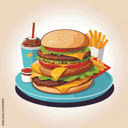 fastfood, fast, snack, food, meal, delicious, background, lunch, dinner, fat, american, burger, unhealthy, restaurant, meat, isolated, junk, menu, cheeseburger, tasty, set, hamburger, sandwich, cuisin