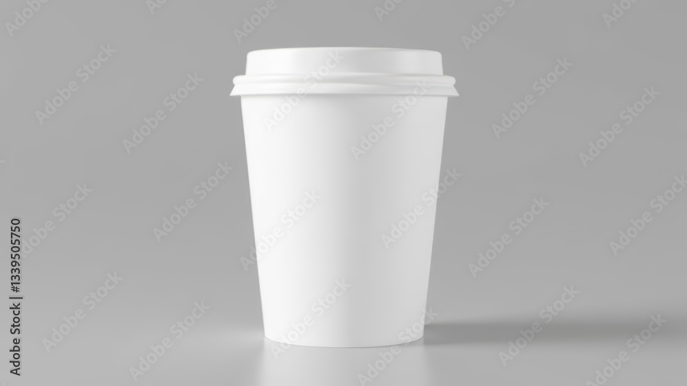 White paper cup on a gray background , Mockup