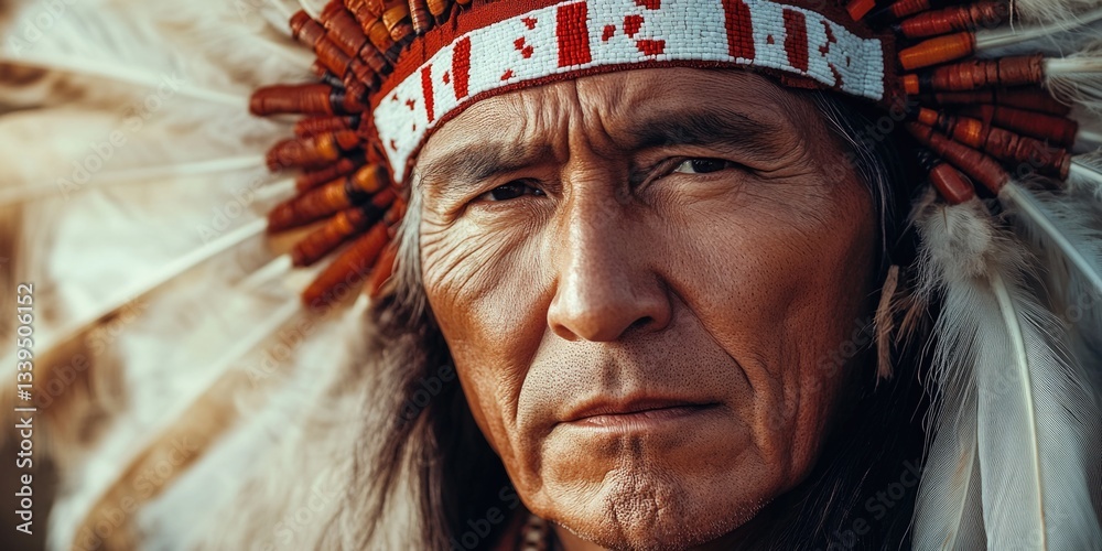Obraz premium Person in Headdress Close-Up