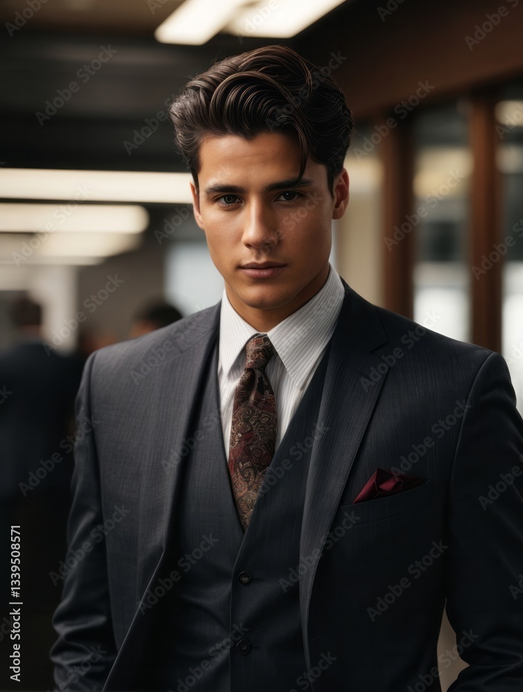 Fototapeta premium Photorealistic depiction of a young businessman