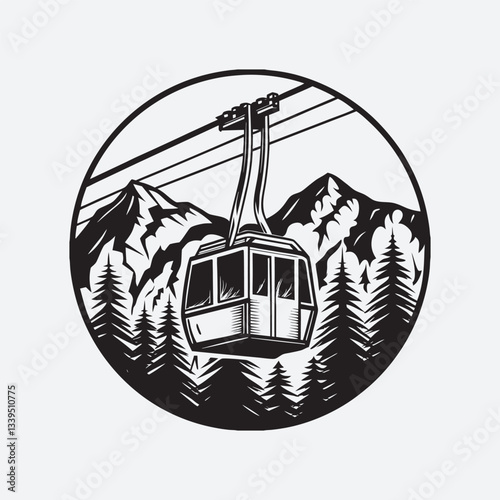 Cable car silhouette  vector art 