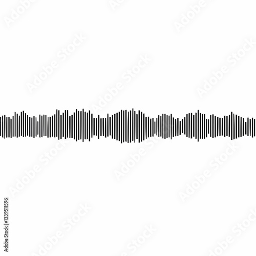 Black halftone vector sound waves flow isolated on a white background. Waveform pattern for music, dictaphone, podcast, voice message, or social media background. Spectral music frequency illustration
