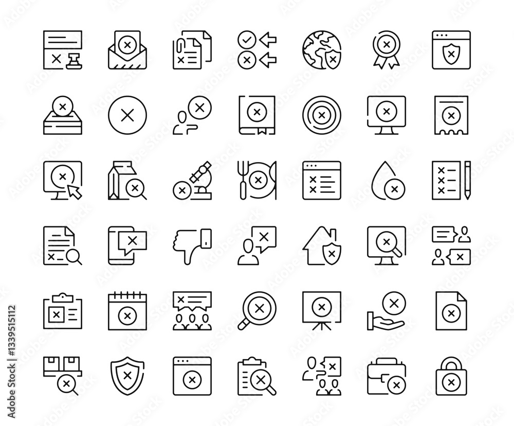 X mark icons. Outline symbols collection. Premium vector line icons set X mark icons. Outline symbols collection. Premium vector line icons set