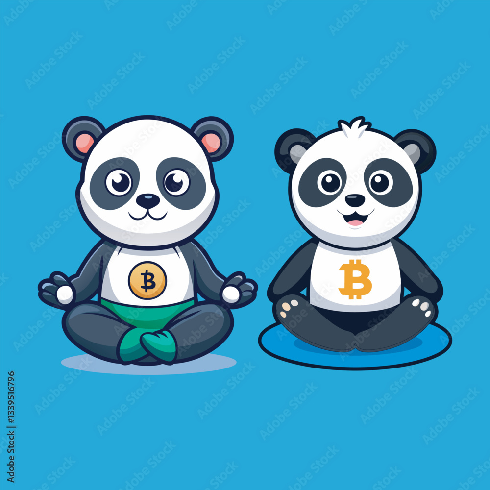 Panda bitcoin vector art illustration 2 Panda bitcoin vector art illustration 2