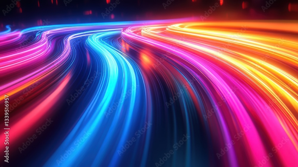 Vibrant light trails of abstract energy flowing through a digital space with futuristic glow and dynamic motion in dark background Vibrant light trails of abstract energy flowing through a digital space with futuristic glow and dynamic motion in dark background