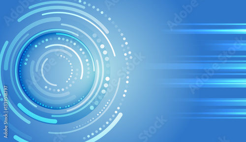 Abstract global sci fi concept. Digital internet communication on blue background. Wide Cyber security internet and networking concept. Hi-tech vector illustration with various technology elements.