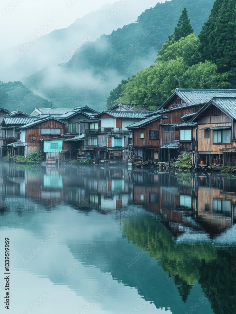 Fototapeta premium Houses Near Lake