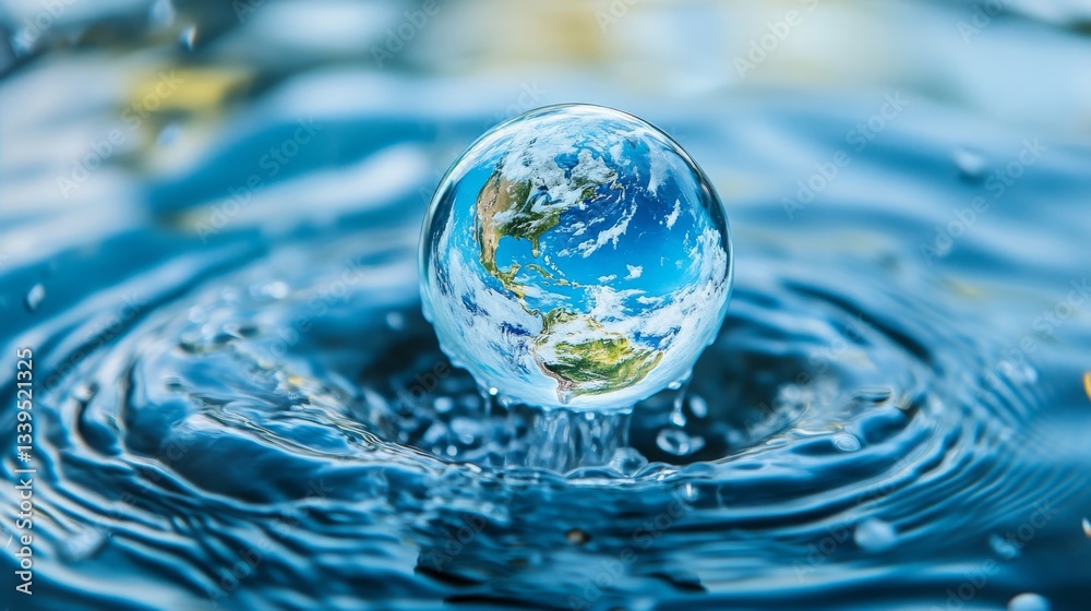 Earth Suspended in a Water Drop: A Symbol of Our Planet's Fragility Earth Suspended in a Water Drop: A Symbol of Our Planet's Fragility