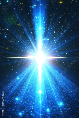 Wallpaper Mural Radiant blue light beams emanating from a central point in a star studded space creating a futuristic and ethereal atmosphere with a sense of cosmic energy and wonder Torontodigital.ca