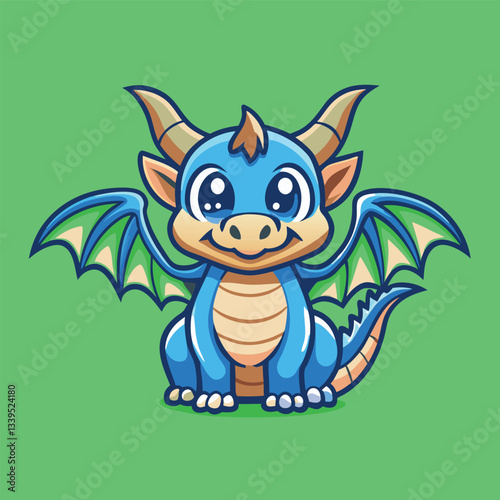 Adorable Dragon Character Illustration Mascoting Design with Gradient Effects
