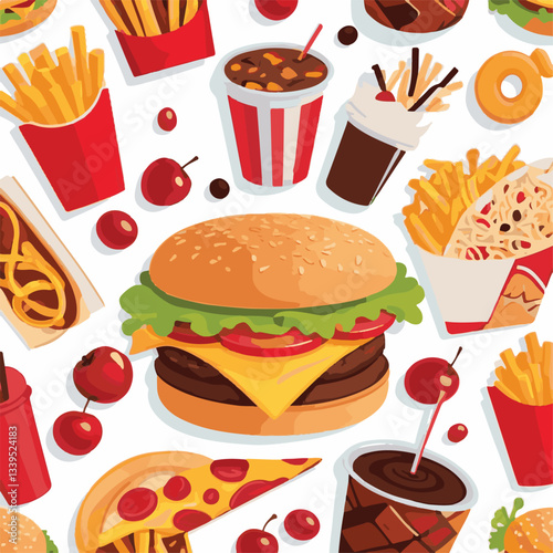 fastfood, fast, snack, food, meal, delicious, background, lunch, dinner, fat, american, burger, unhealthy, restaurant, meat, isolated, junk, menu, cheeseburger, tasty, set, hamburger, sandwich, cuisin