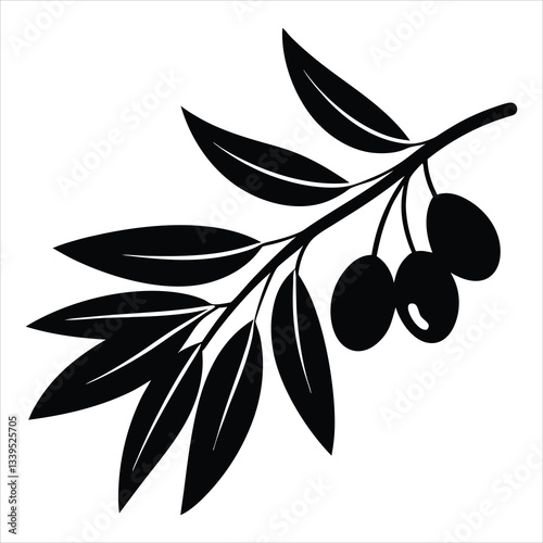 olive leaf silhouette vector illustration