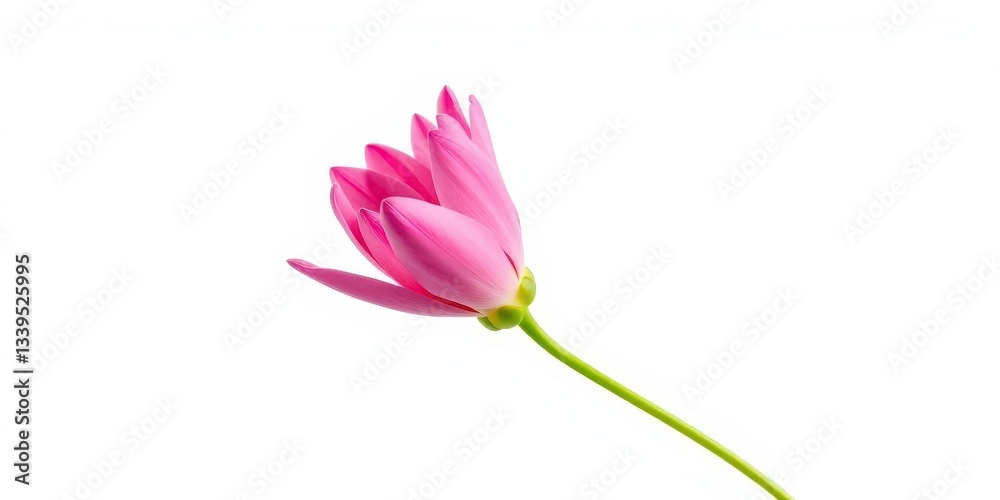 A single vibrant bloom, petals unfurled, isolated against a pure white backdrop, full bloom, close-up A single vibrant bloom, petals unfurled, isolated against a pure white backdrop, full bloom, close-up