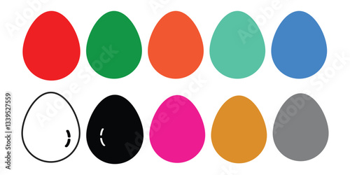 Set of colorful ester eggs. Set of decorated ester eggs vector. Ester eggs icon set in multi color. Spring ester multi color egg elements. Eggshell and egg icon set. Vector Formats. Egg shell vector.