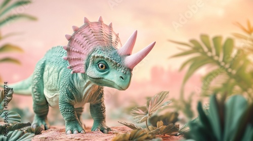 Space Pastel Green View Baby Archaeoceratops Peach