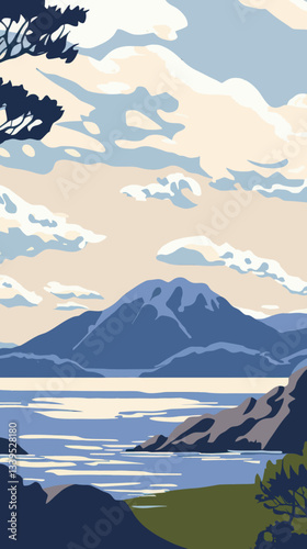 Vintage Art Deco Poster of Amami Gunto National Park from Tokunoshima, Japan