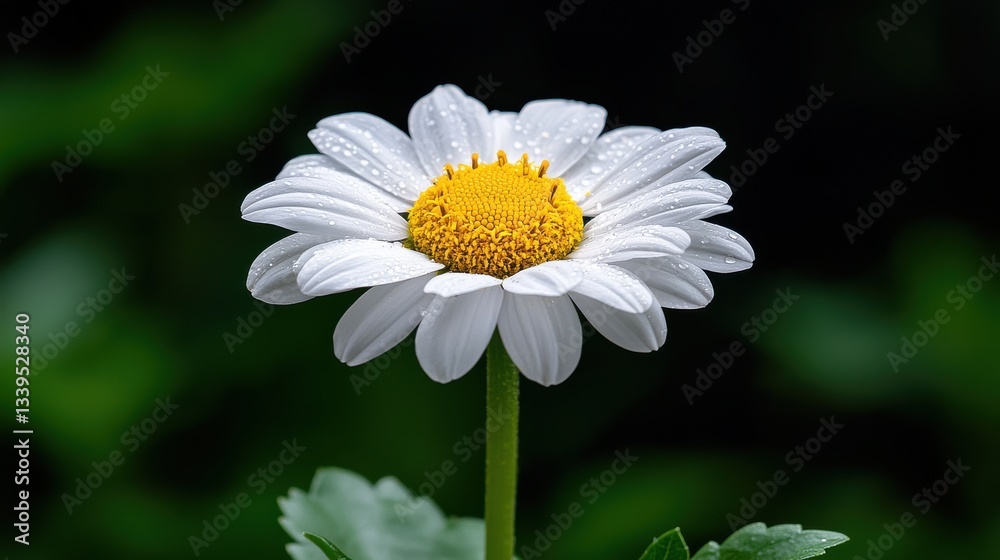 Obraz premium A white flower with yellow center is in the foreground