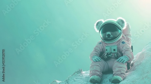 Space Pastel Pink Scene Empty Blue Green Astronaut