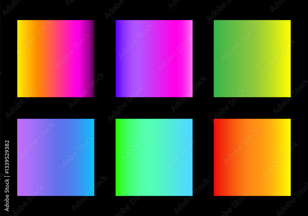 Naklejka premium Set of abstract simple bright gradient backgrounds . Vector illustration.
