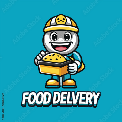 Kawaii Food Delivery Guy Mascot Character Vector