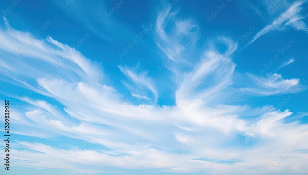 Wispy cirrus clouds drift across a vibrant, azure sky, photography, azure Wispy cirrus clouds drift across a vibrant, azure sky, photography, azure