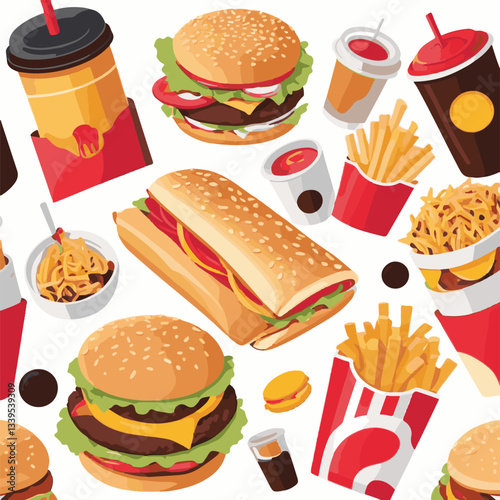 fastfood, fast, snack, food, meal, delicious, background, lunch, dinner, fat, american, burger, unhealthy, restaurant, meat, isolated, junk, menu, cheeseburger, tasty, set, hamburger, sandwich, cuisin