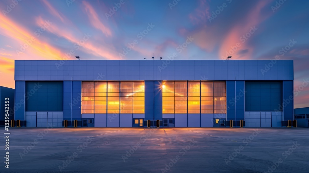modern building of a logistics center for freight and transport