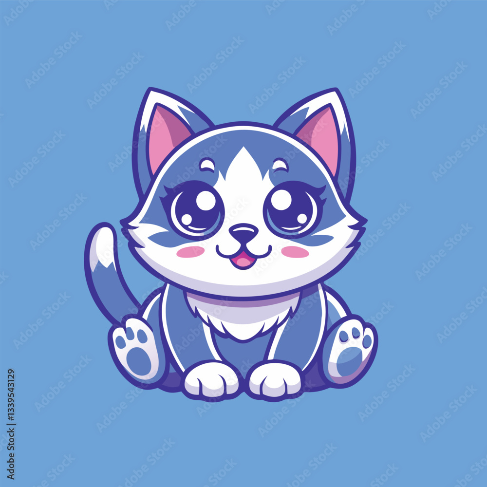 Fototapeta premium Adorable Lazy Cat Mascot Character Cartoon in Vector Format