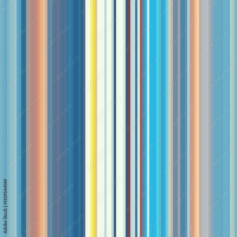 Obraz premium Abstract vertical motion blur background with alternating blue, beige, and white stripes.