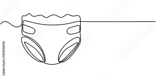 One Continuous Line Drawing of Diaper Icon. Single Line Vector Illustration, continuous line drawing. Line art, drawing baby diapers.
