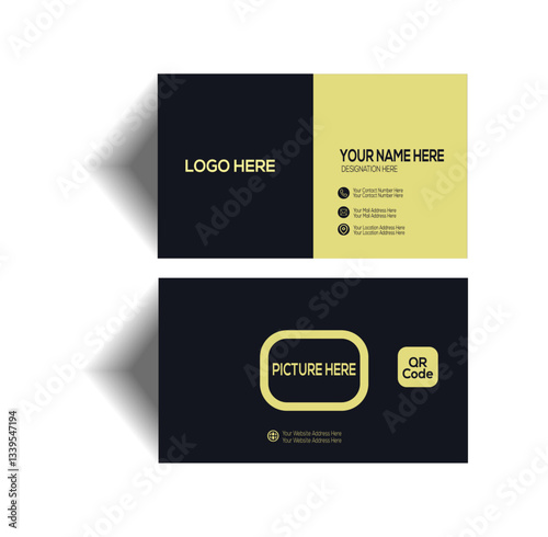 Double-sided creative black gold business card template.