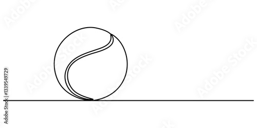 One continuous line drawing tennis ball. sport ball concept. One line draw graphic design vector, drawing of tennis sport theme with racket and ball Sign and symbol of sports game drawn by single line