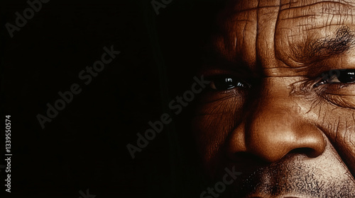 Obraz na płótnie abstraction with a face of a man of African race in dark tones w salonie