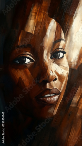 Obraz na płótnie abstraction with a face of a man of African race in dark tones w salonie
