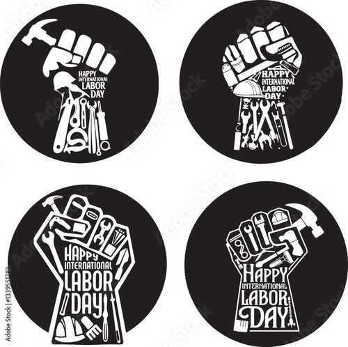 Happy International Labor Day T-Shirt Design Silhouette Vector Illustration Art-2