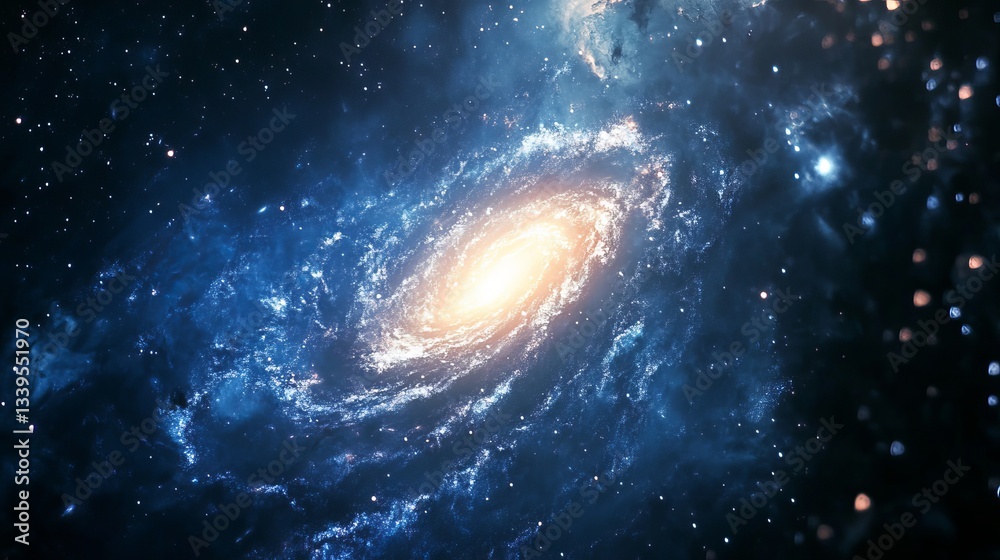 Fototapeta premium A mesmerizing view of a spiral galaxy surrounded by twinkling stars capturing the beauty of deep space