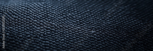 Dark Blue Fabric Texture Close-up with Intricate Woven Pattern Design