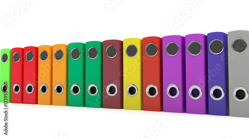 Colorful office metal rings for bookbinding – high-resolution stock photo on pure white background