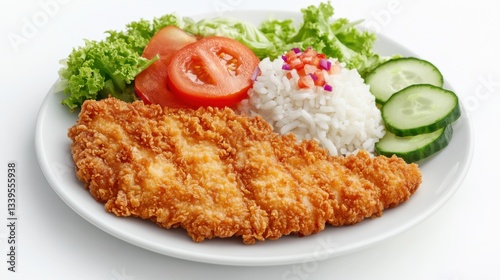 Wallpaper Mural Highquality food photography showcasing fried chicken fillet with accompaniments Torontodigital.ca