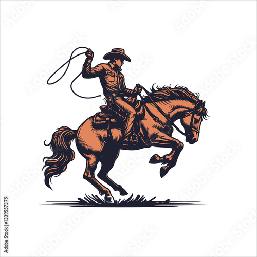 A cowboy baking horse
