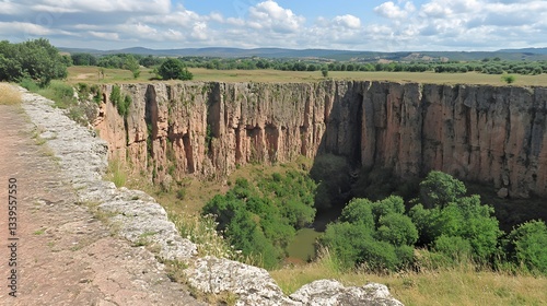 Stunning Aerial View of Deep Canyon Cliff Landscape