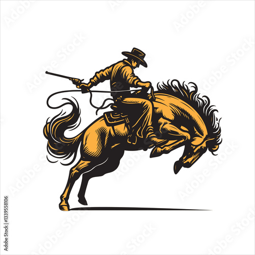 A cowboy baking horse