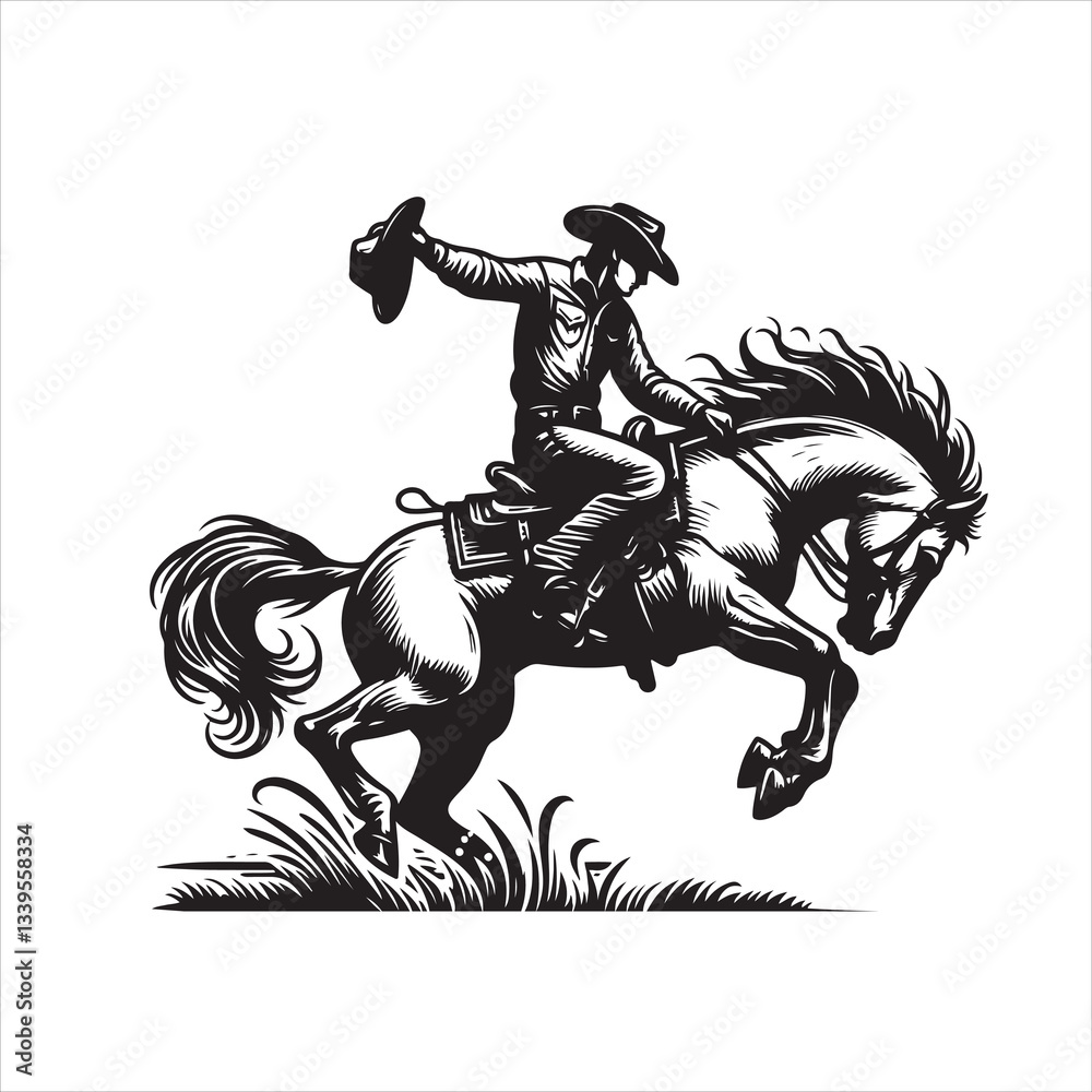 Obraz premium A cowboy baking horse