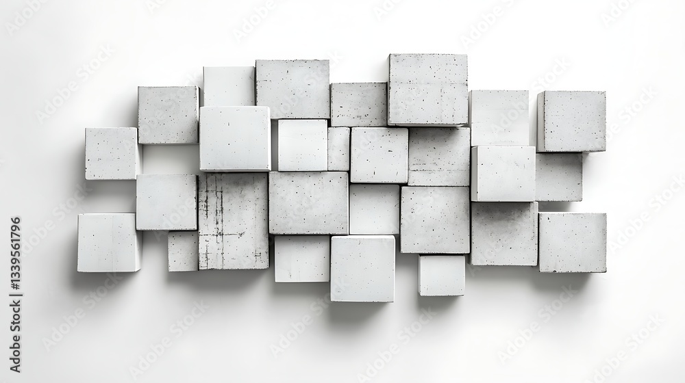 Gray Concrete Cubes Abstract Minimalist Composition Gray Concrete Cubes Abstract Minimalist Composition